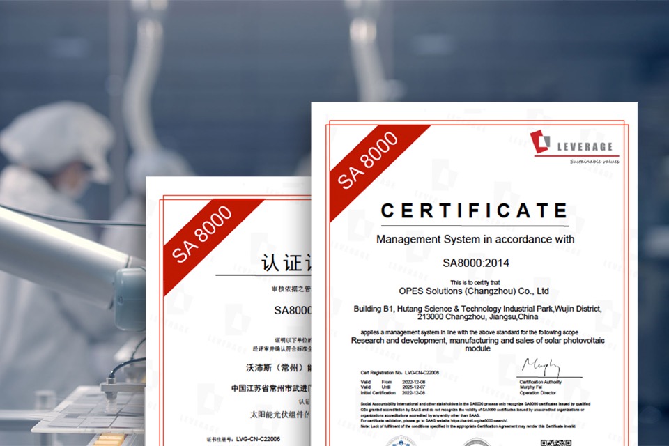 OPES Solutions receives SA8000 certification for its social responsibility management system